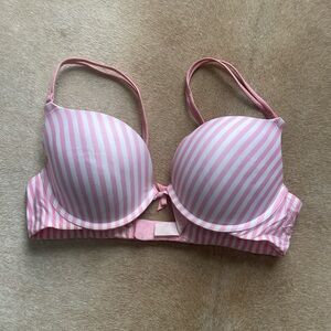 Pink Striped Push Up Bra